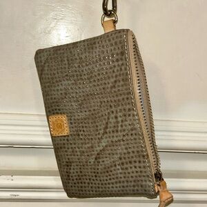 Consuela Gray Textured Zip Wallet with Tan Accent